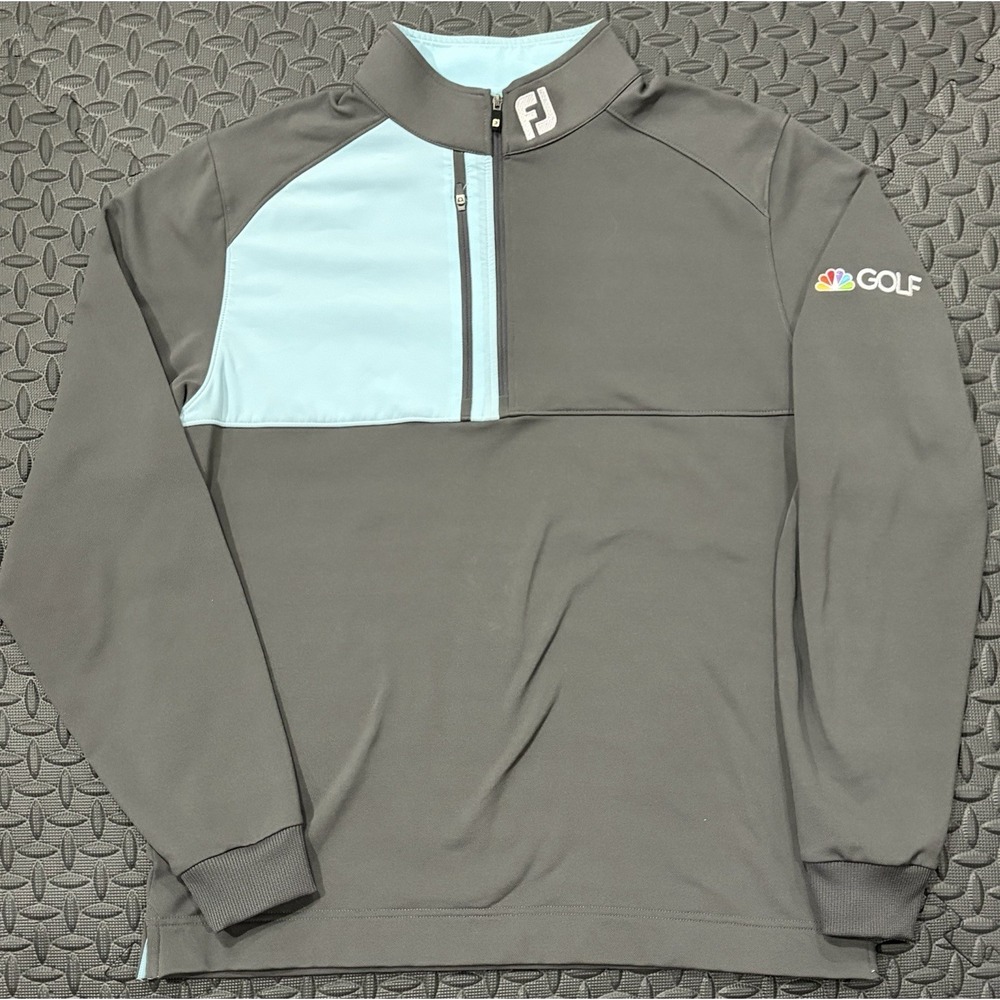 FootJoy Golf Pullover Mens Medium Blue 1/4 1/2 Zip Tour Issue NBC Sports Logo